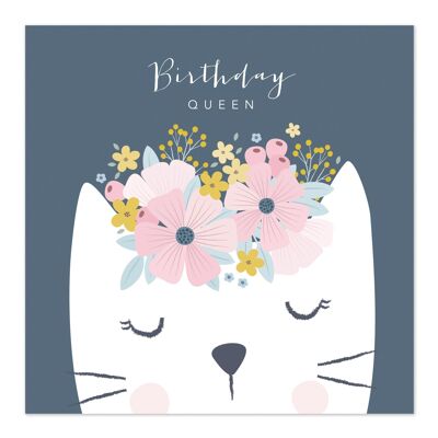 Birthday Card | Birthday Wishes | Cat with Floral Crown