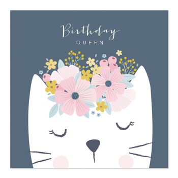 Carte d'anniversaire | Souhaits d'anniversaire | Chat avec couronne florale 1