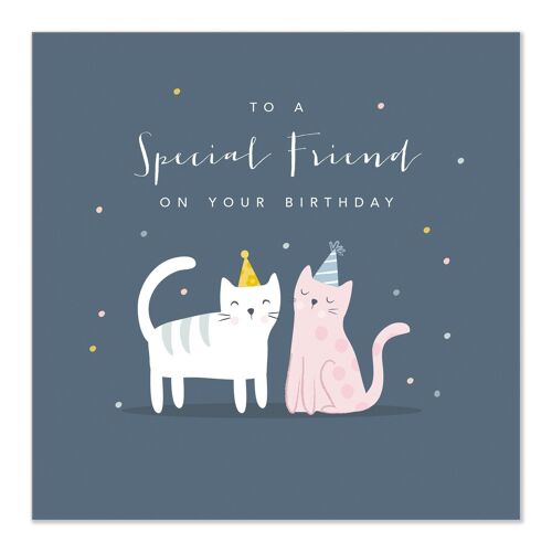 Birthday Card | Special Friend Card | Fun Cats wearing party hats