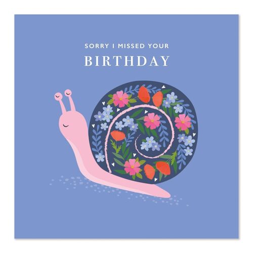 Greetings Card | Belated Birthday | Pretty Floral Snail Card