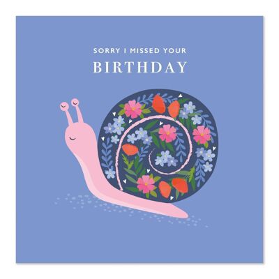 Tarjeta de felicitaciones | cumpleaños tardío | Bonita tarjeta floral de caracol