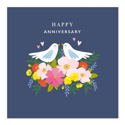 Biglietto di auguri | Carta di anniversario | Buon anniversario | Coppia di uccelli