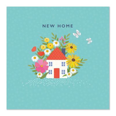 Biglietto di auguri | Nuova carta di casa | Bella casa con fiori
