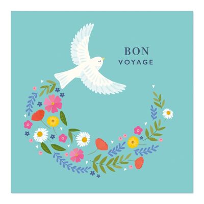 Greetings Card | Leaving Card | Bon Voyage | Flying Bird with flower trail