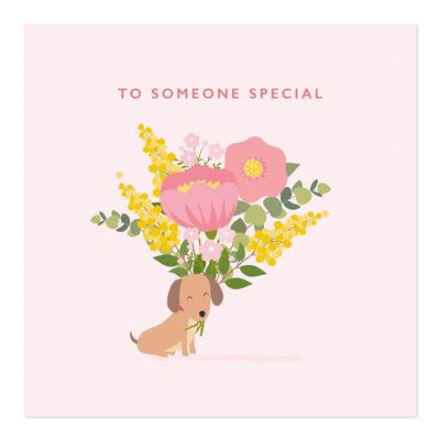 Greetings Card | Someone Special | Dog with flowers Card