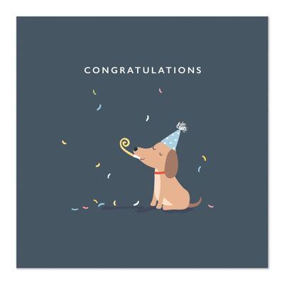 Tarjeta de felicitaciones | Tarjeta de felicitaciones | perro celebrando
