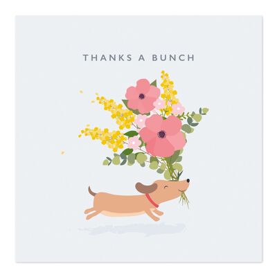 Greetings Card | Thank You Card | Cute Dog Running with Flowers