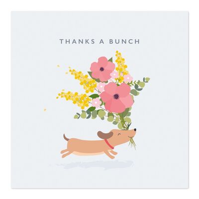 Grußkarte | Dankeschön-Karte | Netter Hund, der mit Blumen läuft