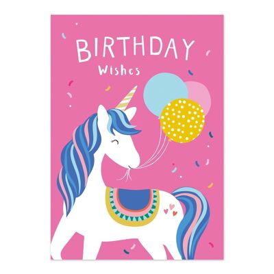 Geburtstagskarte | Geburtstagswünsche | Kinderkarte | Geburtstagskarte für Kinder | Mädchen-Karte | Einhorn