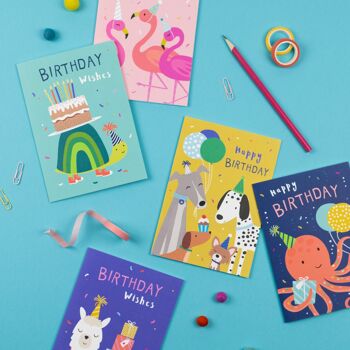 Carte d'anniversaire | Carte joyeux anniversaire | Carte pour enfants | Carte bleue fille lama 2