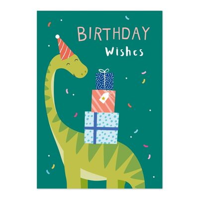 Birthday Card | Happy Birthday | Children's Card | Fun Dinosaur Green Birthday Card