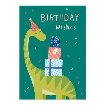 Carte d'anniversaire | Joyeux anniversaire | Carte pour enfants | Carte d'anniversaire vert dinosaure amusant