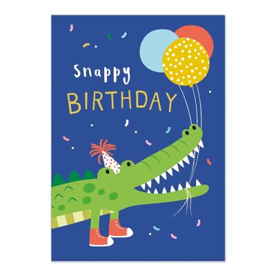 Carte d'anniversaire | Carte d'anniversaire pour enfants | Carte pour enfants | Crocodile vif