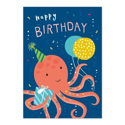 Carte d'anniversaire | Joyeux anniversaire | Carte pour enfants | Carte Fun Octopus Boy