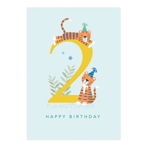 Birthday Card | Age 2 Boy Birthday Card | Tiger Card