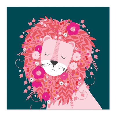 Greetings Card | Blank Card | Art Card | Floral Lion Card