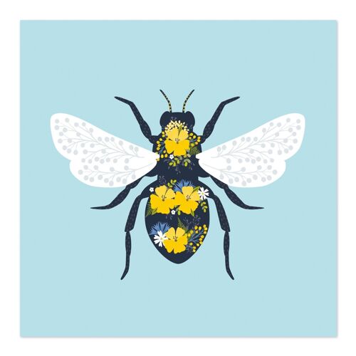 Greetings Card | Blank Card | Art Card | Floral Bee Illustration