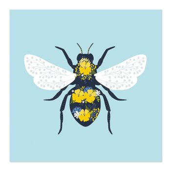 Carte de voeux | Carte vierge | Carte d'art | Illustration d'abeille florale 1