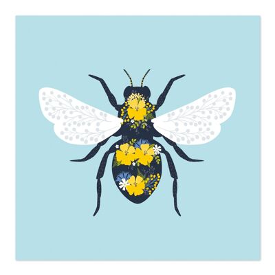 Tarjeta de felicitaciones | Tarjeta en blanco | tarjeta de arte | Ilustración de abeja floral