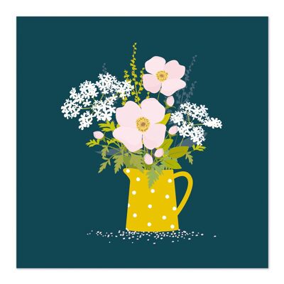 Greetings Card | Blank Card | Art Card | Little Yellow Jug with Flowers Card