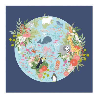 Grußkarte | Leere Karte | Kunstkarte | Unser Planet | Planet Erde