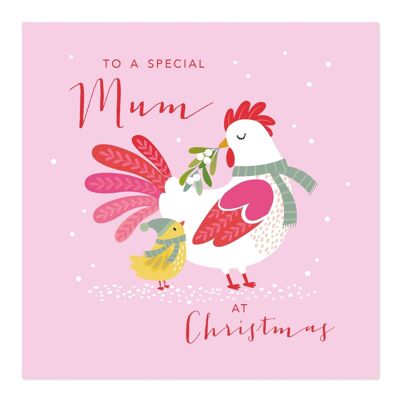 Tarjeta de Navidad | Tarjeta de Navidad de mamá | Feliz Navidad | Tarjeta de gallina y pollito