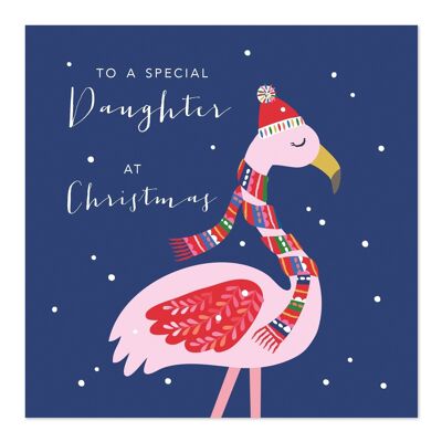 Christmas Card | Happy Christmas | Daughter | Fun Flamingo Card