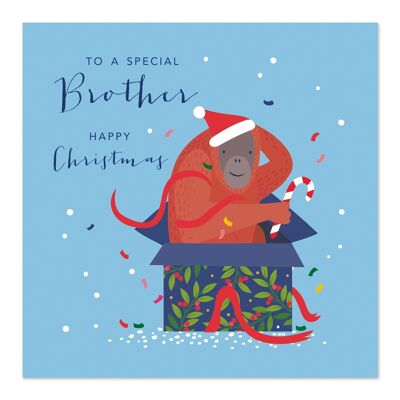 Cartolina di Natale | Buon Natale | Fratello | Carta Orango