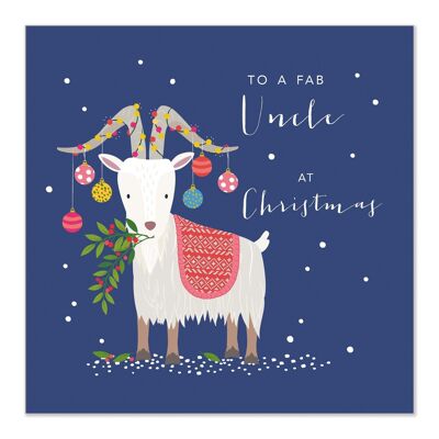 Cartolina di Natale | Buon Natale | zio | Divertente carta di capra