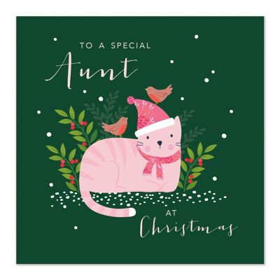 Christmas Card | Happy Christmas | Aunt | Pretty Cat Card