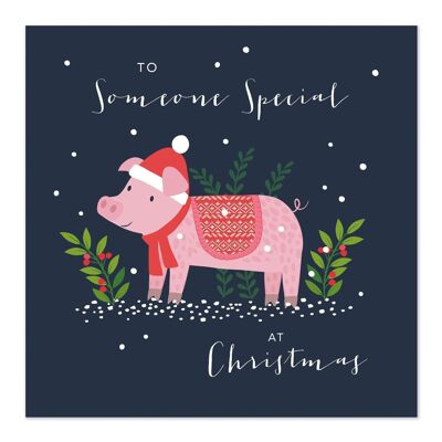 Carte de Noël | Joyeux Noël | Quelqu'un de spécial | Porcs dans des couvertures | Carte amusante de cochon