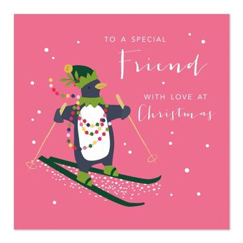 Carte de Noël | Ami spécial | Joyeux Noël | Pingouin de ski 1
