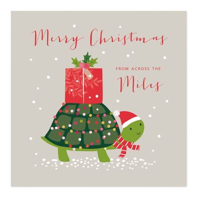 Carte de Noël | Joyeux Noël | À travers les milles | Carte Tortue