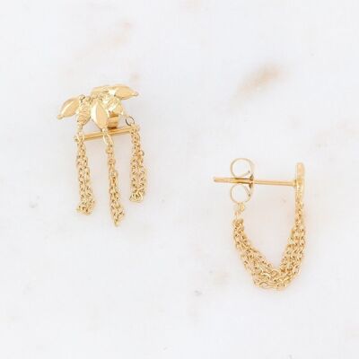 Golden Yogi earrings with leaves and chains