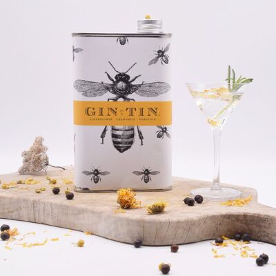 Illustrierter Bienen-Gin in einer Dose