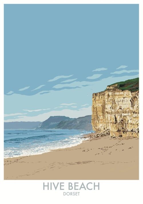 Hive Beach, Dorset - 
                        A3 Framed Print