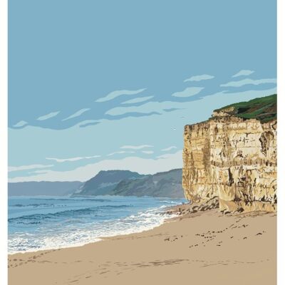 Hive Beach, Dorset -
                        Stampa con cornice A3