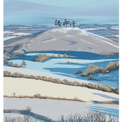 Colmers Hill, Dorset in Winter - 
                        Unframed with Mount