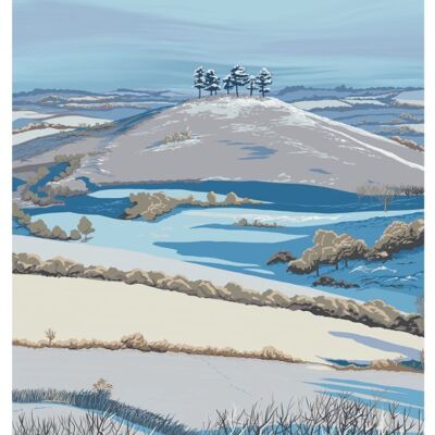 Colmers Hill, Dorset en hiver -
                        Impression encadrée A4