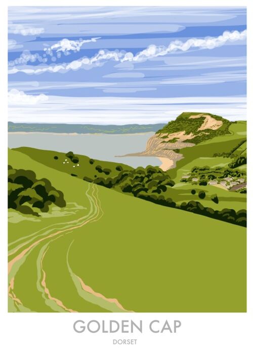 Golden Cap, Dorset - 
                        A4 Framed Print