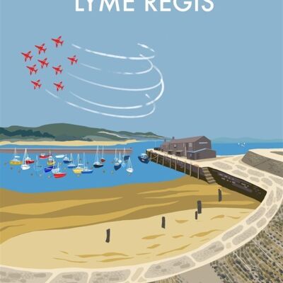 El Cobb, Lyme Regis -
                        flechas rojas enmarcadas