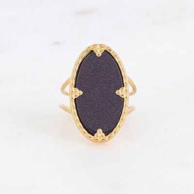 Anillo Méli de oro con arenisca azul ovalada