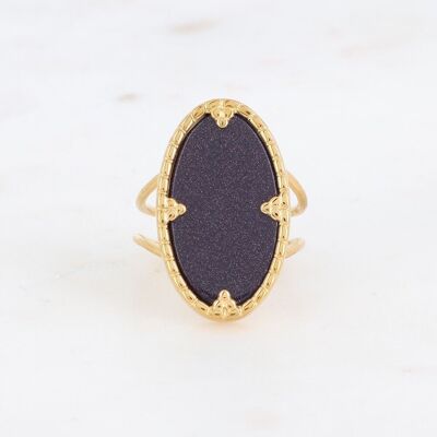 Golden Méli ring with oval blue sand stone