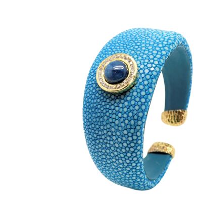 Wide bracelet in turquoise Galuchat