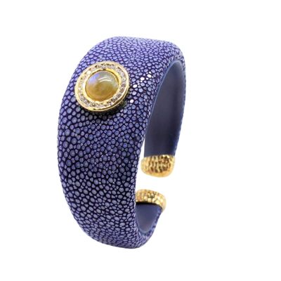 Bracelet large en Galuchat bleu roi