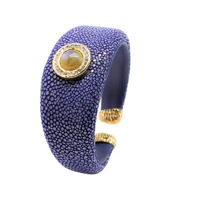 Wide bracelet in royal blue Galuchat