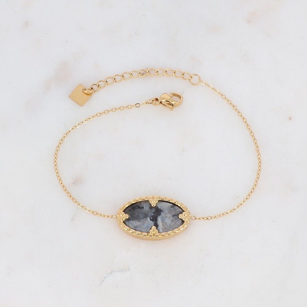 Golden Méli bracelet with oval Labradorite stone