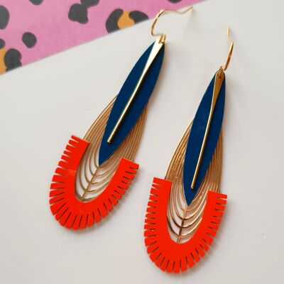 CALYPSO petrol long earrings