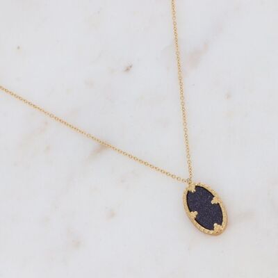 Golden Méli necklace with oval blue sandstone