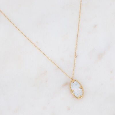 Golden Méli necklace with oval white mother-of-pearl stone